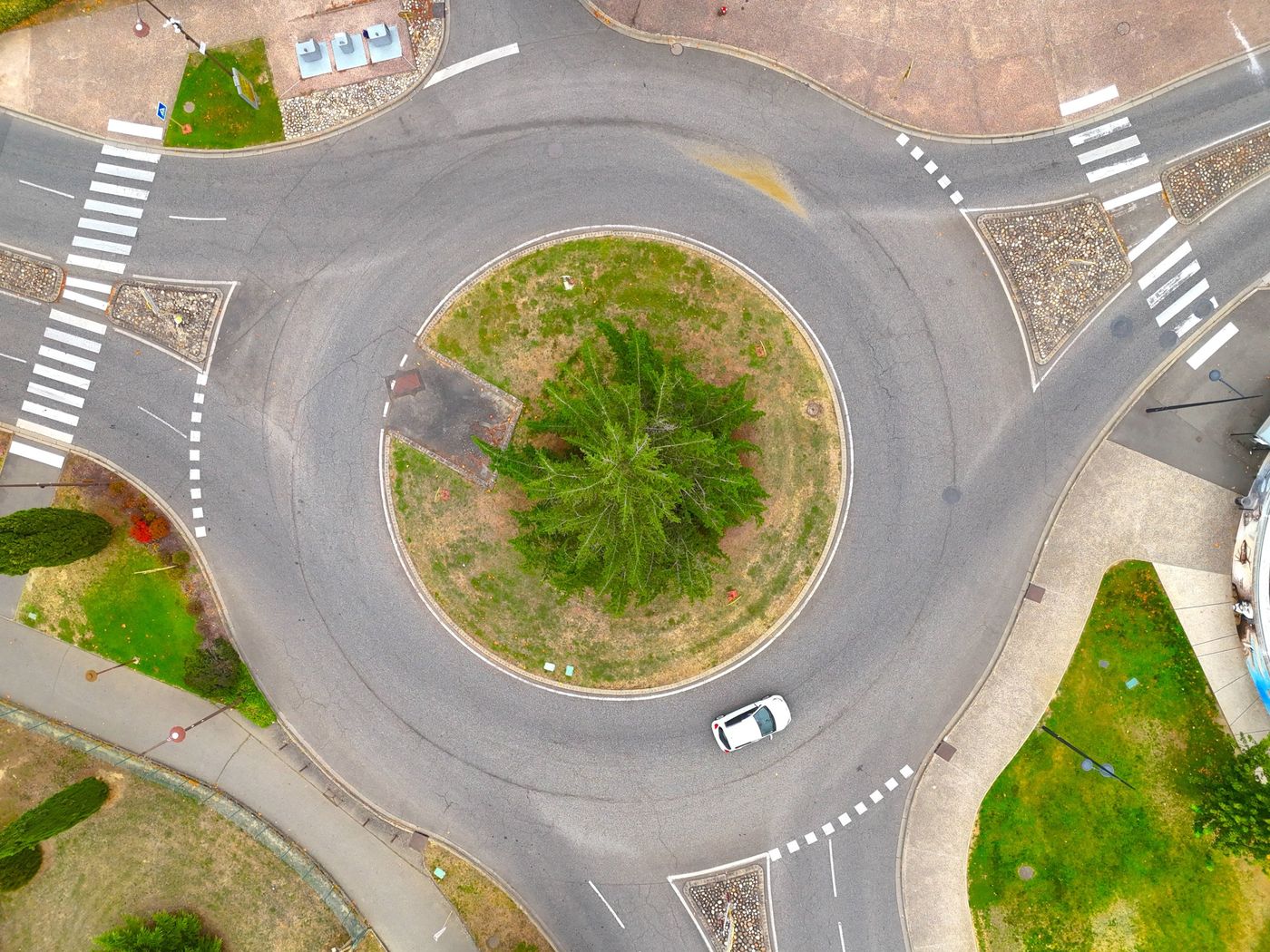 Overhead view of a roundabout